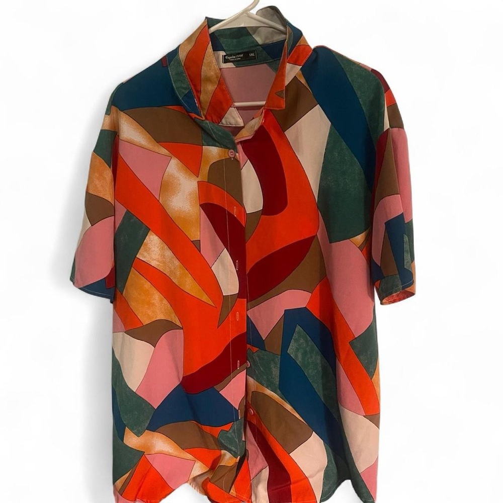 Colorful Abstract Button-Up Shirt